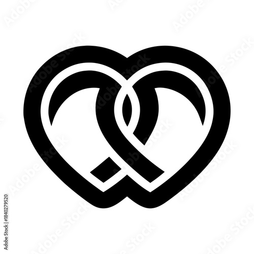 Two Interlocking Hearts Icon in Flat Vector Style.
