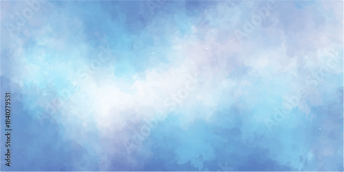 An abstract blue grunge background features a dark stormy cloudscape with bright light textures blending into a misty fog and smoke backdrop for a nature inspired weather design