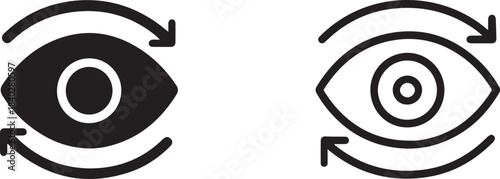 Pair of stylized eyes with directional arrows representing choice or direction