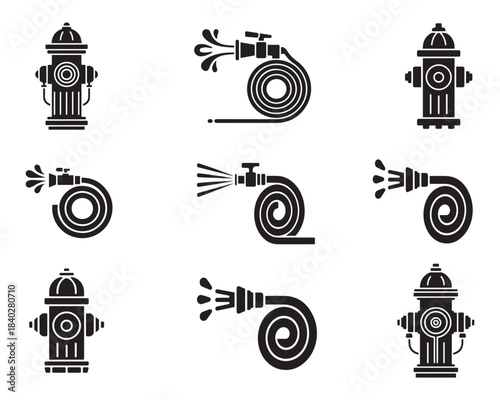 Classic fire hydrant hose coiled icon svg