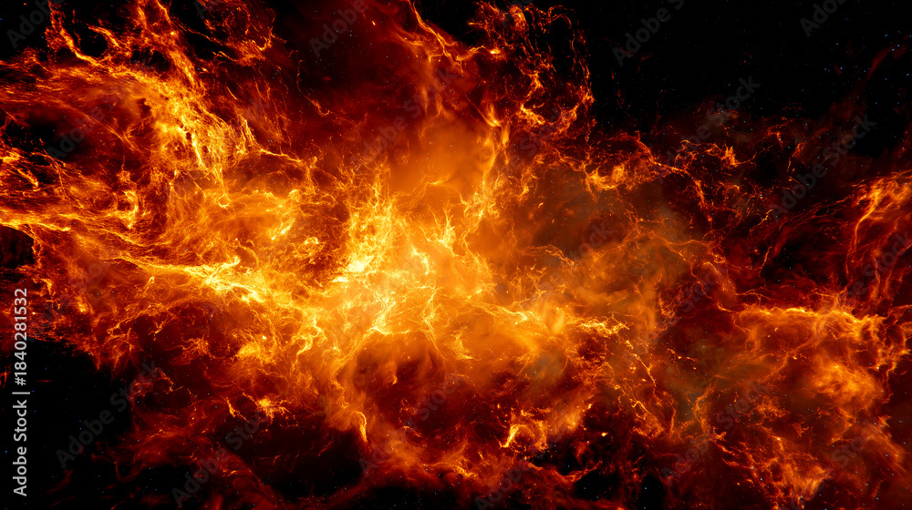 Obraz premium 燃え盛る激しい炎とマグマのような赤色の抽象背景