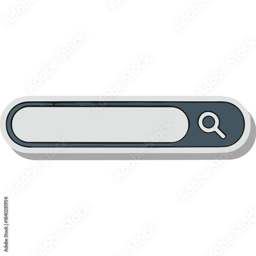 Stylized Search Bar Icon with Magnifying Glass Button on Black Background Minimalist Design Element Vector Graphic