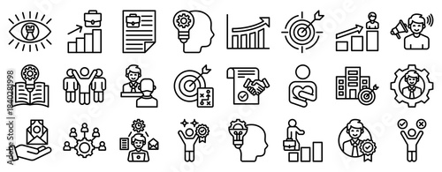 Career Growth Icon Set Collection Outline Style. Vector illustration.