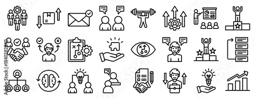 Strategic Planning Icon Set Collection Outline Style. Vector illustration.