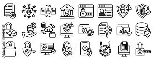 Classified Icon Set Collection Outline Style. Vector illustration.