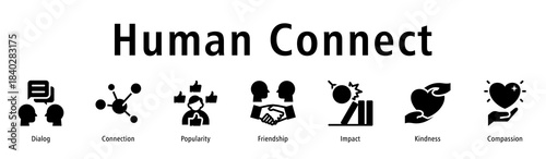Human Connect icon vector concept illustrating dialog, connection, communication, friendship, teamwork, and positive social interaction.