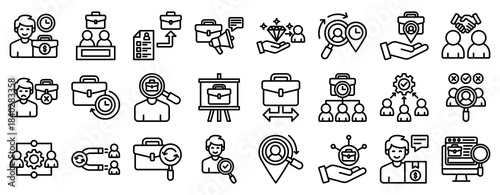 Employment Icon Set Collection Outline Style. Vector illustration.