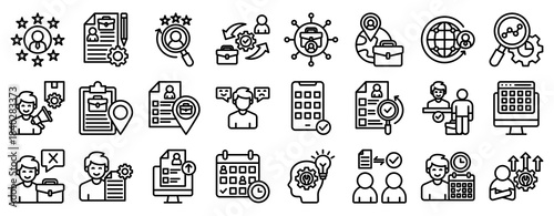 Hiring Icon Set Collection Outline Style. Vector illustration.