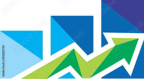  stock exchange growth in circle logo on abstract background with arrows