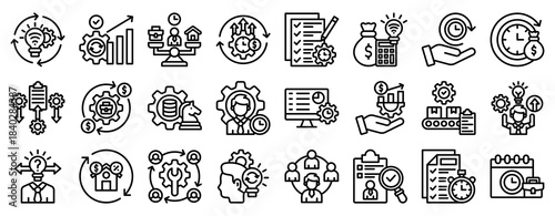 Operational Efficiency Icon Set Collection Outline Style. Vector illustration.
