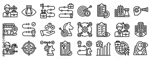 Business Direction Icon Set Collection Outline Style. Vector illustration.