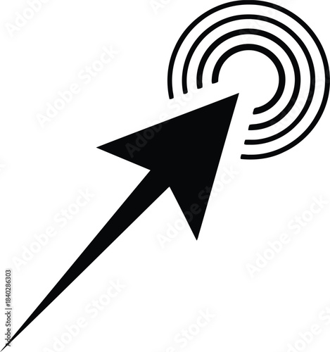 Black cursor arrow pointing towards concentric circles