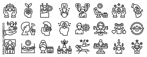 Relaxation Icon Set Collection Outline Style. Vector illustration.