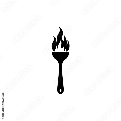 Black silhouette vector icon of a flaming torch, representing illumination, strength, knowledge, triumph, eternal spirit, and guidance. isolated on transparent background