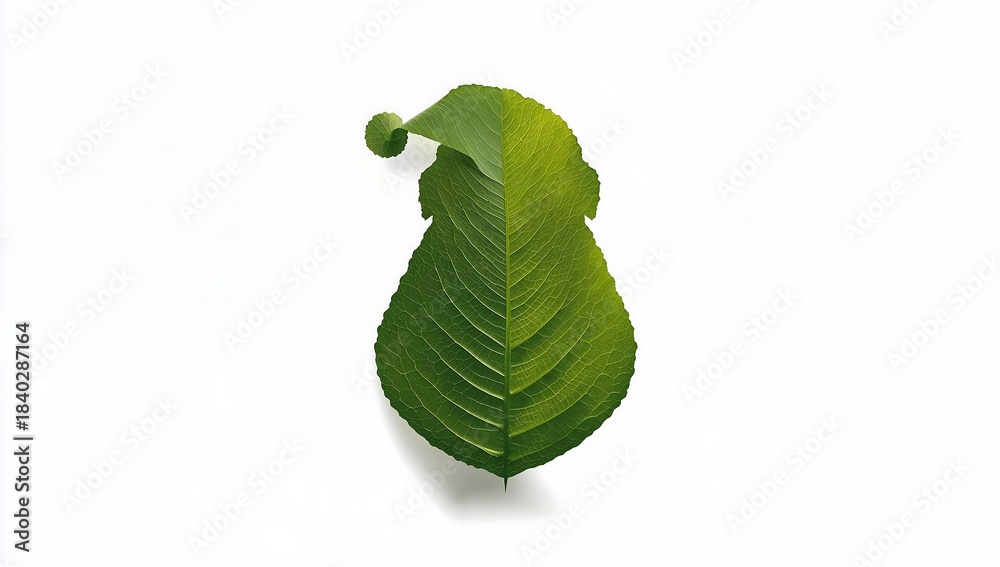 Obraz premium A single vibrant green leaf creatively shaped into a festive winter holiday hat, embodying a natural, sustainable, and eco-conscious spirit for seasonal celebrations