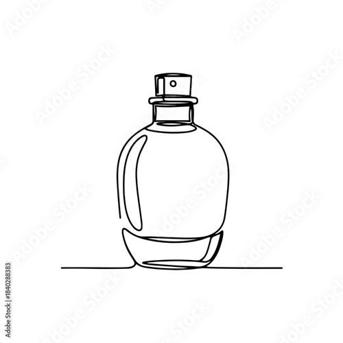 Single line drawing of a classic perfume bottle with spray nozzle, elegant, minimalist design, isolated on white. isolated on transparent background