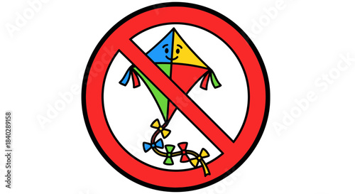 Illustration Of The Kite With Prohibited Sign Representing No Kite Flying Allowed