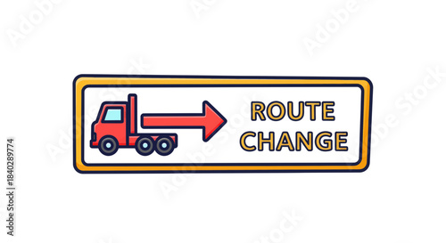 Illustration Depicting Route Alteration and Transportation Truck Direction Change Symbolism