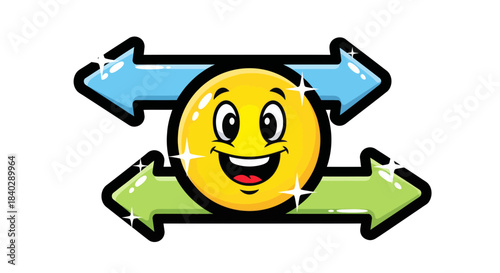 Joyful Emoji With Arrows Indicating Up And Down Direction Or Positive Momentum