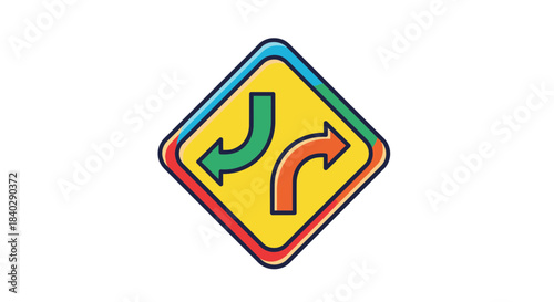 Illustration Of A Road Sign Indicating Turn Directions For Navigating Intersections