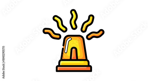 Illustration Of An Emergency Siren Light Shining In Yellow And Orange Isolated