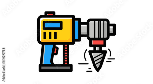 Illustration Of Electric Drill Tool For Professionals And Home Improvement Tasks