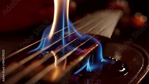 Burning Violin Strings - A Fiery Musical Performance.