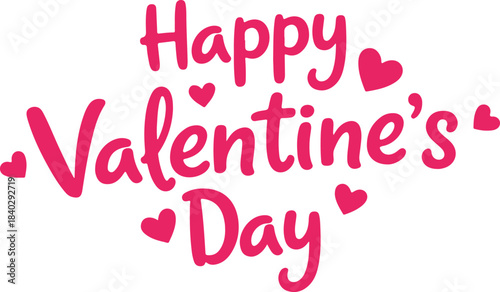 Happy valentines day" elegant script lettering typography design isolated on white.