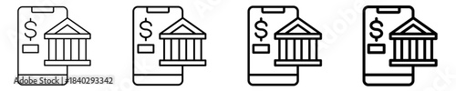Online Bank Icon Set Different Style Collection