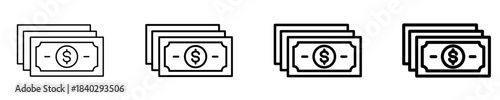 Money Icon Set Different Style Collection