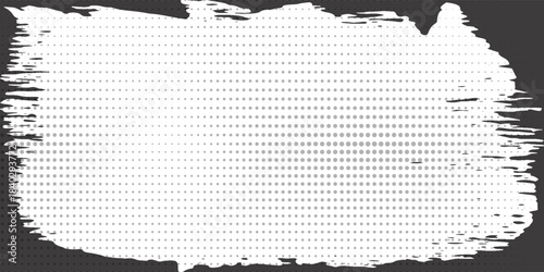 Halftone background with dotted texture. Vector gradient grunge frame. Noisy comic pattern. Vintage fade black border. Abstract old gritty screentone