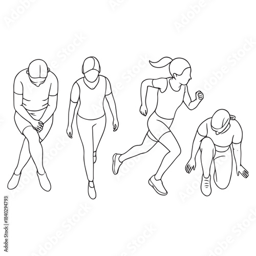 Top View Women Outlines CAD Drawing Set