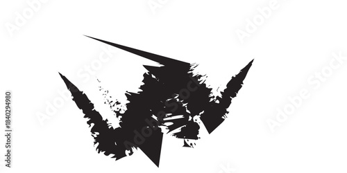 Abstract Black Ink Splatter with Sharp Edges and Angular Shapes.