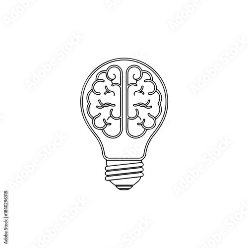 Lightbulb with an abstract human brain silhouette inside, representing intelligence, creativity, and innovative thinking concept. isolated on transparent background