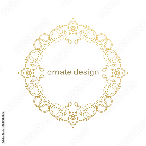 Elegant vector round frame in Victorian style for design projects such as invitations, cards and posters, with colorful borders and exquisite details.