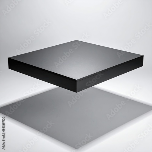 Floating grey square platform on white background