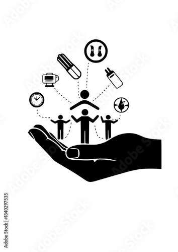Micro-Innovation and Precision Technology Hand Silhouette: Small Scale Progress Vector
