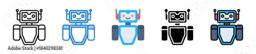 Robot multiple style icons set design vector illustration. 