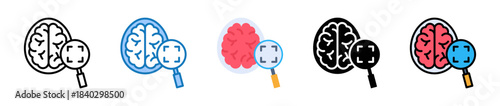 Brain Scan multiple style icons set design vector illustration. 