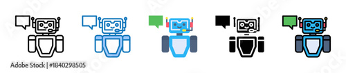 Ai Assistant multiple style icons set design vector illustration. 