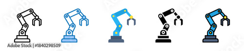 Robotic Arm multiple style icons set design vector illustration. 