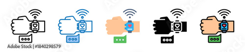 Wearable Technology multiple style icons set design vector illustration. 