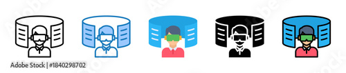 Vr multiple style icons set design vector illustration. 
