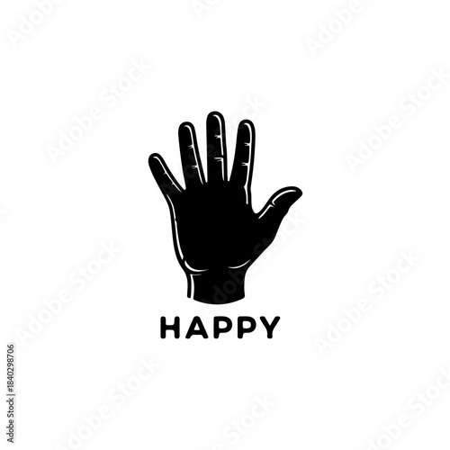 Striking black silhouette illustration of an open human hand with five fingers spread out, often symbolizing greeting or stop signal isolated on transparent background