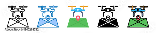 Drone Mapping multiple style icons set design vector illustration. 
