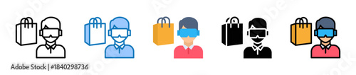 Vr Shopping multiple style icons set design vector illustration. 