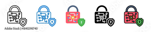 Cyber Security multiple style icons set design vector illustration. 