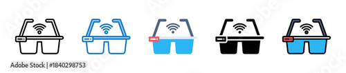 Smart Glasses multiple style icons set design vector illustration. 