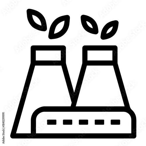 Minimalist eco factory sustainable energy vector icon