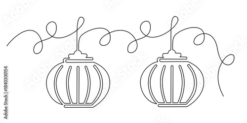 continuous line of chinese lanterns